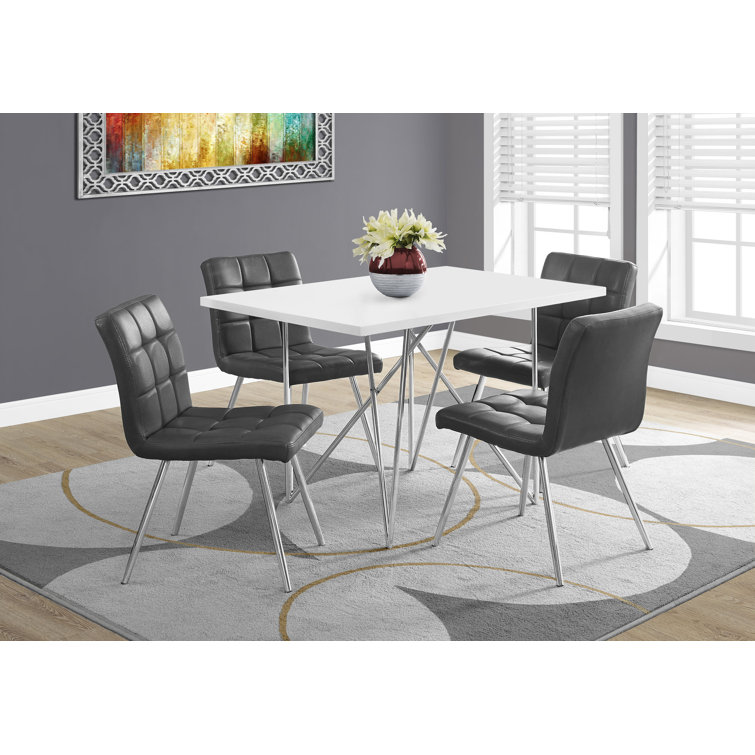 Contemporary Grey Faux Leather and Metal Side Dining Chair