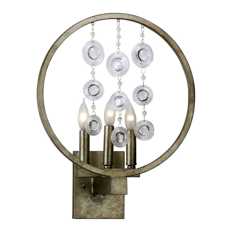 Gold and Silver Iron 3-Light Candle Wall Sconce