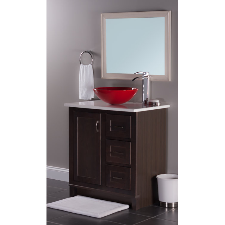 Rosso 16.5'' Red Glass Round Above-Counter Bathroom Sink