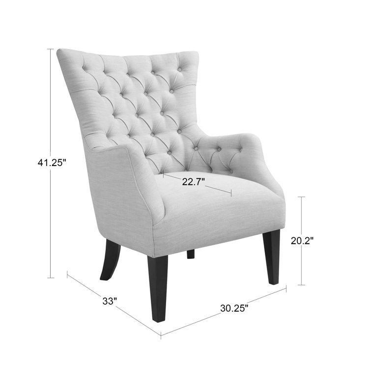 Ivory Elegance Tufted Wingback Accent Chair with Tapered Legs