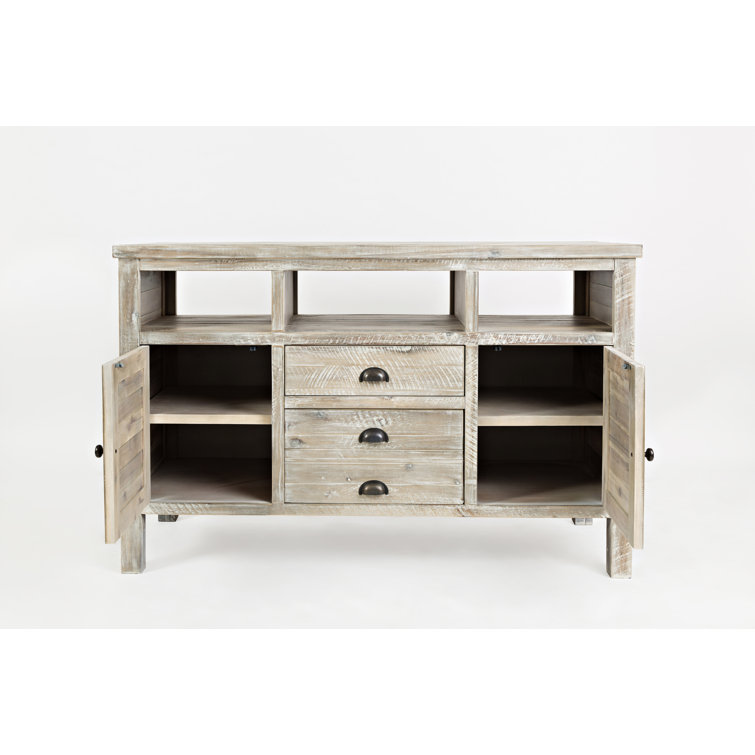 Washed Gray Acacia Wood 70" TV Stand with Mount
