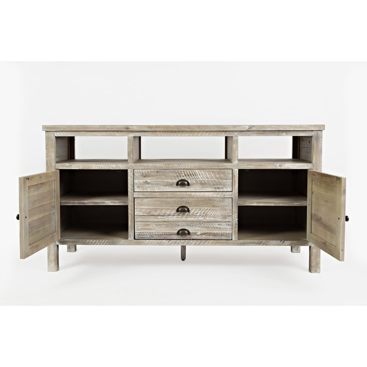 Washed Gray Acacia Wood 70" TV Stand with Mount