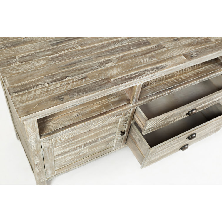 Washed Gray Acacia Wood 70" TV Stand with Mount