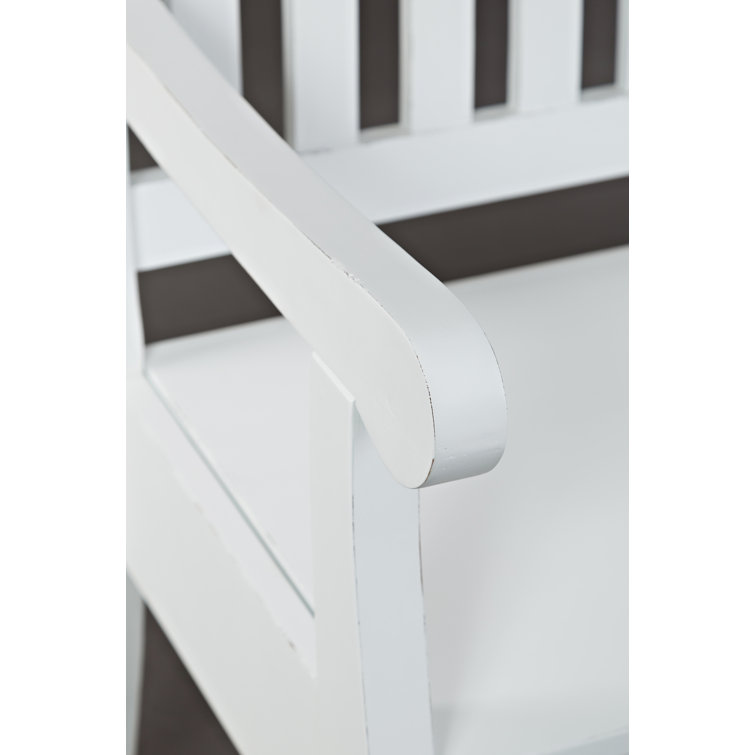 Weathered White Acacia Wood Upholstered Storage Bench