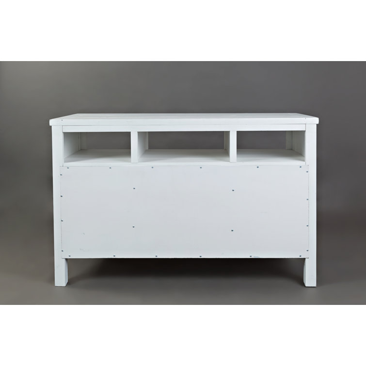Weathered White 70'' Acacia Wood TV Stand with Mount