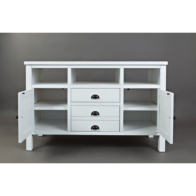 Weathered White 70'' Acacia Wood TV Stand with Mount
