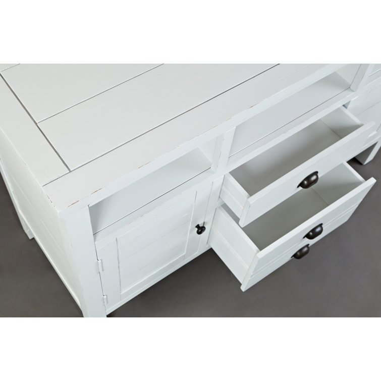 Weathered White 70'' Acacia Wood TV Stand with Mount