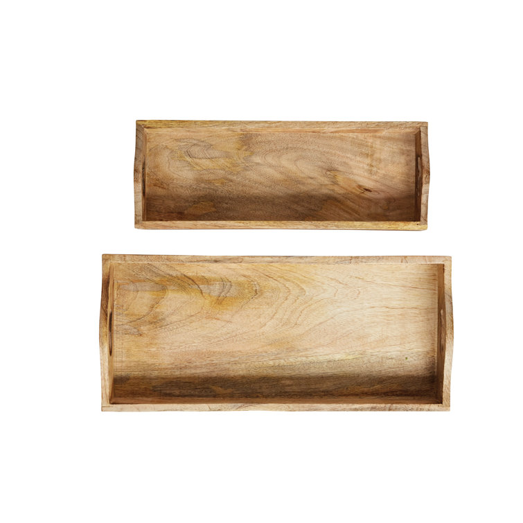 Kenroy Natural Wood Rectangular Serving Trays, Set of 2