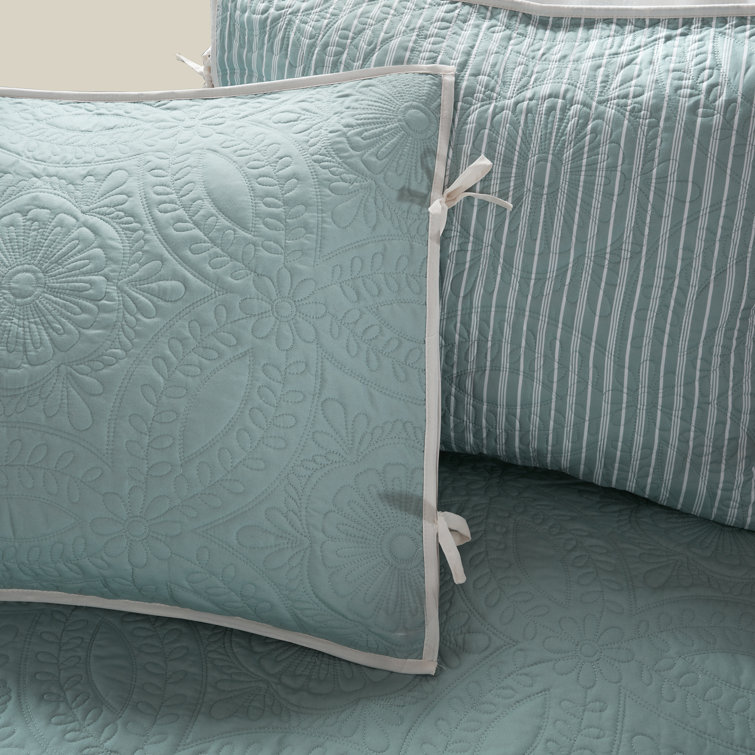 Turquoise Microfiber Reversible Daybed Quilt Set
