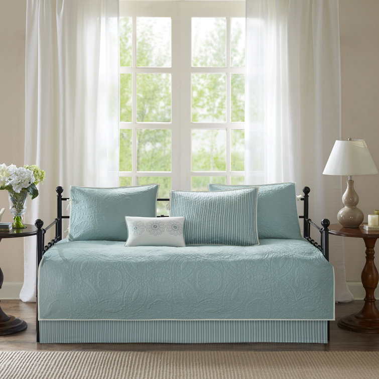 Turquoise Microfiber Reversible Daybed Quilt Set