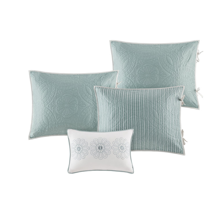 Turquoise Microfiber Reversible Daybed Quilt Set