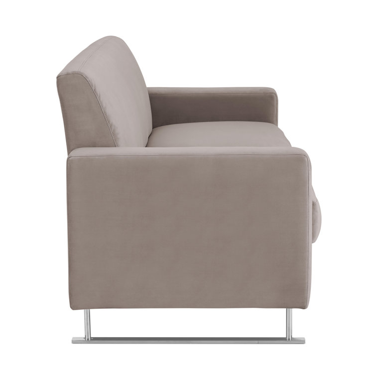 Baylie Mid-Century Reclining Sofa in Plush Black Velvet