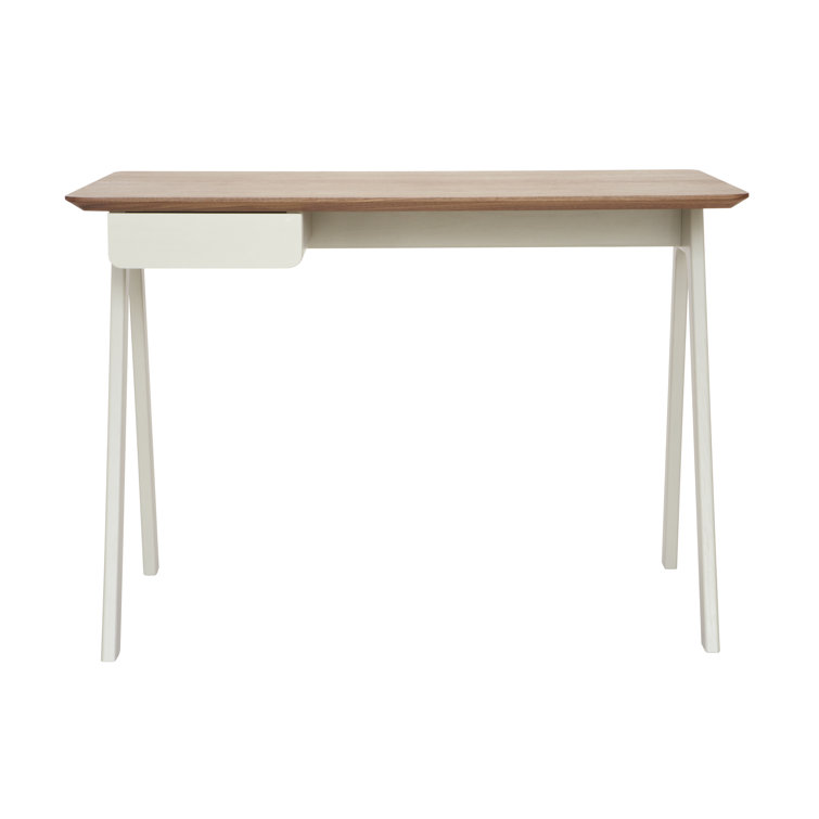 Compact White Wood Work Desk with Versatile Drawer