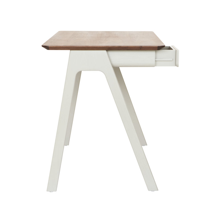 Compact White Wood Work Desk with Versatile Drawer