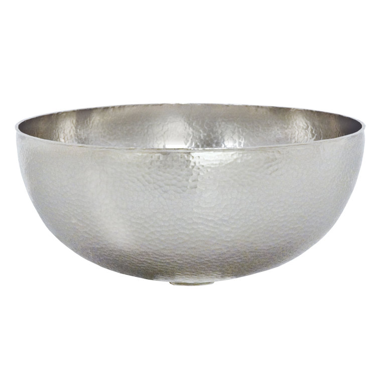 Brushed Nickel Hand Hammered Round Copper Vessel Sink