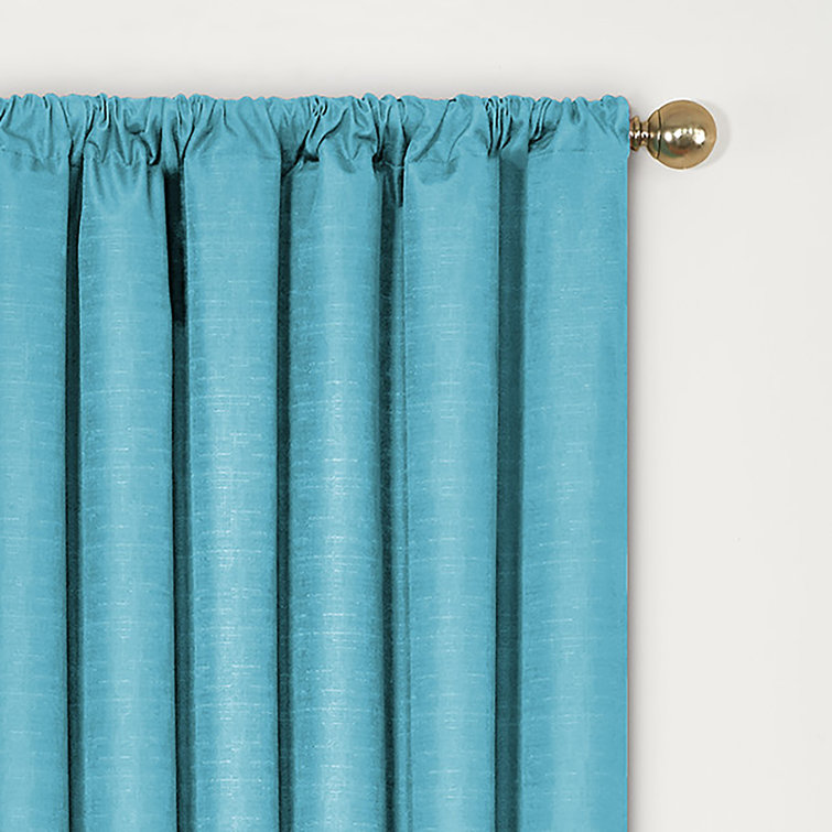 Bouquet Green Puddle Length Blackout Polyester Linen Window Panel