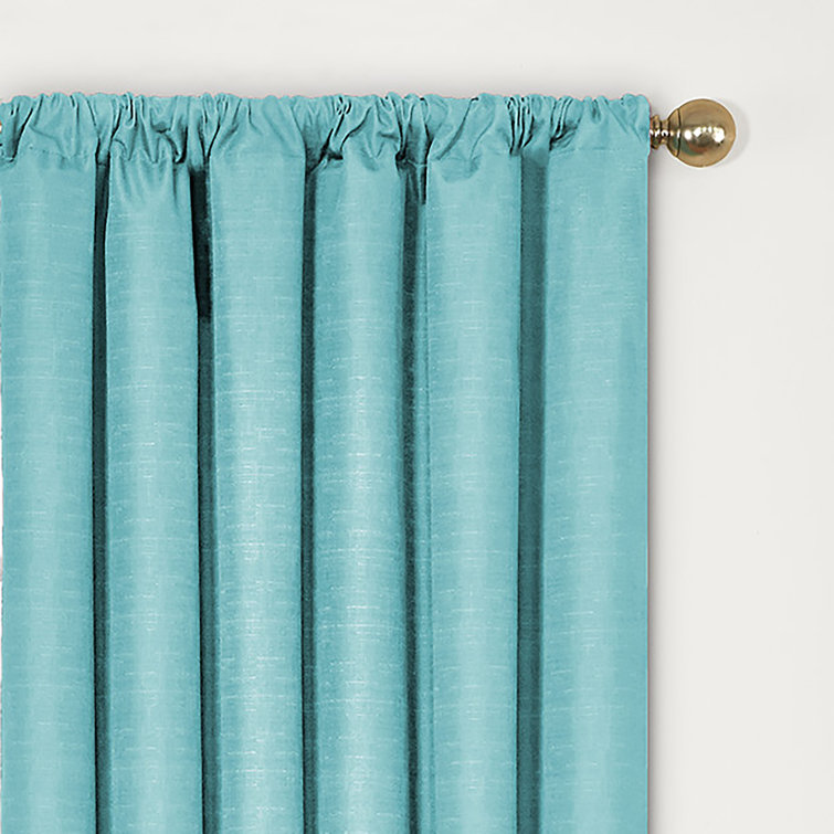 Bouquet Green Puddle Length Blackout Polyester Linen Window Panel