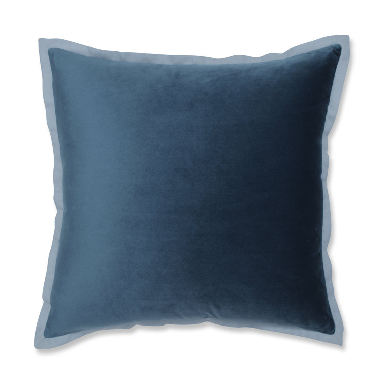 Peacock Blue Velvet Square Throw Pillow with Cotton Flange
