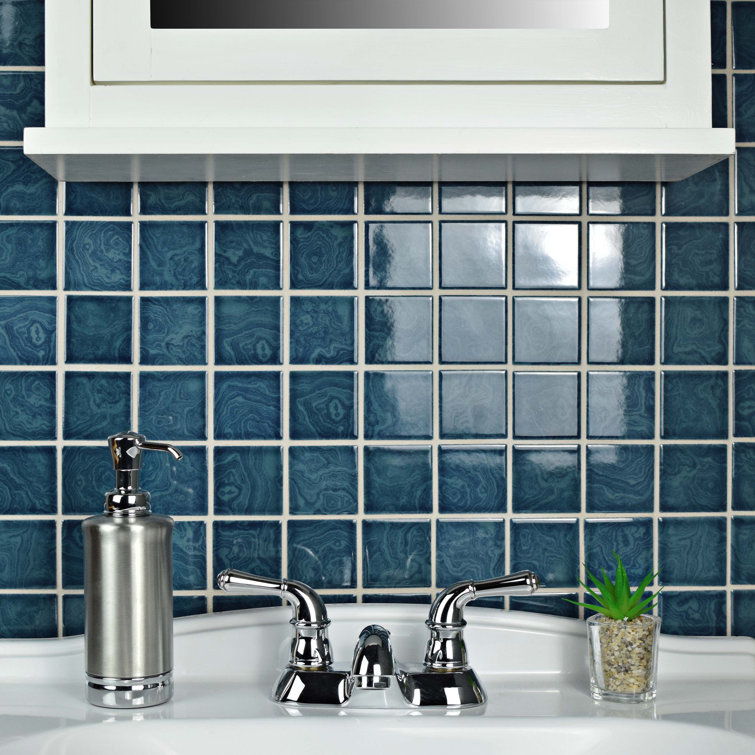 Coral Blue 12x12 Porcelain Mosaic Tile with Glossy Finish
