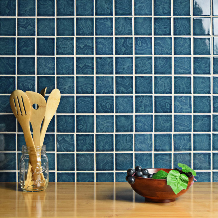 Coral Blue 12x12 Porcelain Mosaic Tile with Glossy Finish