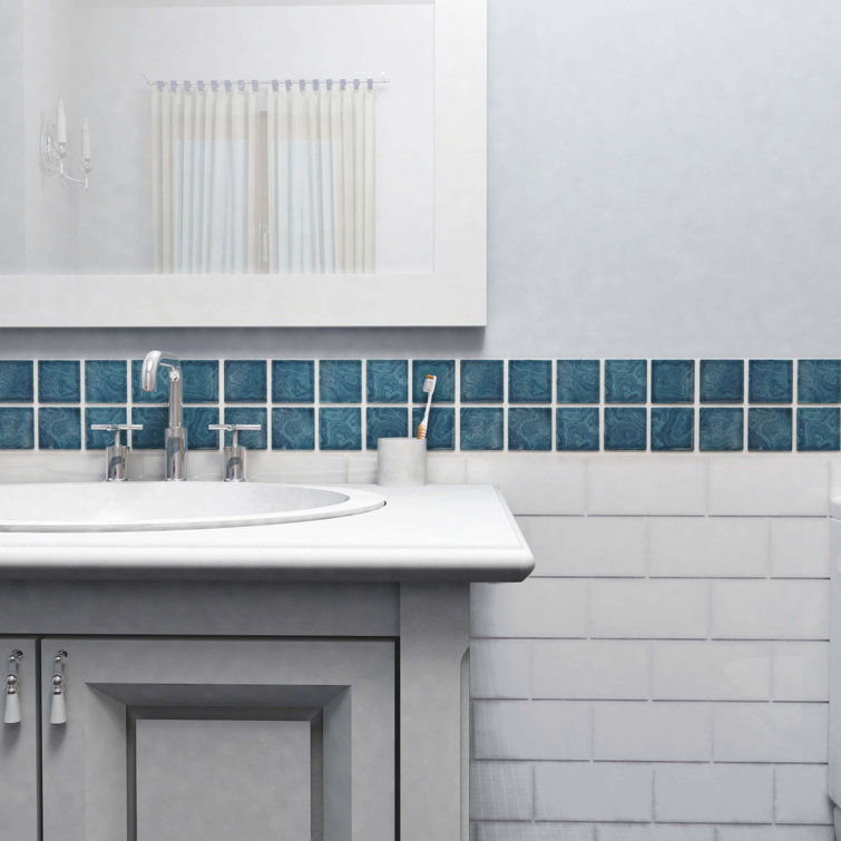 Coral Blue 12x12 Porcelain Mosaic Tile with Glossy Finish