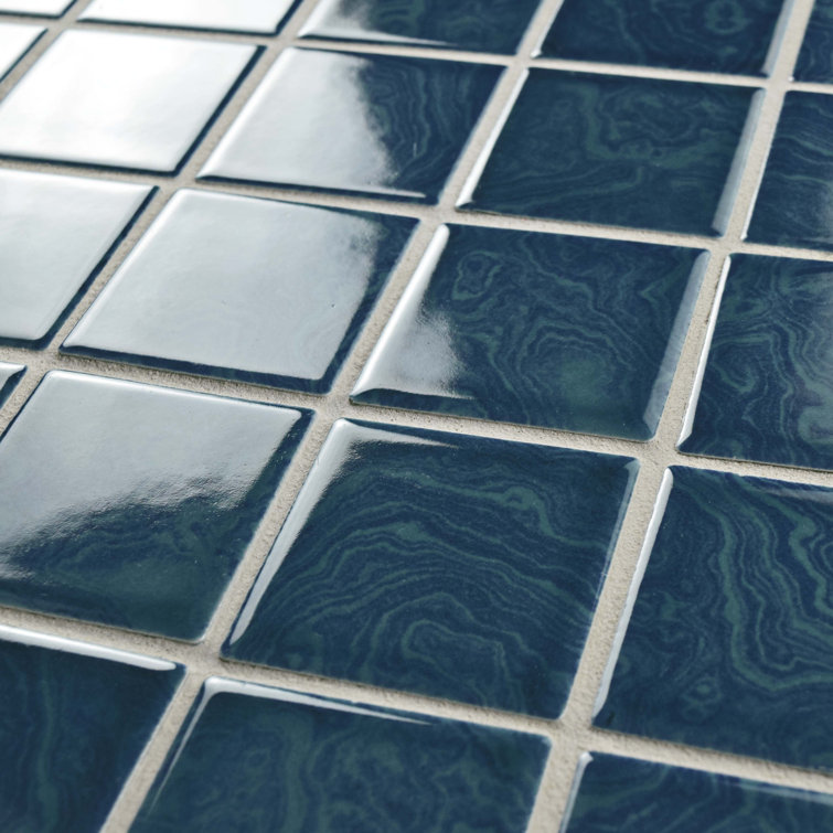 Coral Blue 12x12 Porcelain Mosaic Tile with Glossy Finish