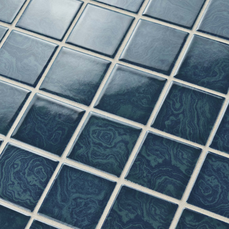 Coral Blue 12x12 Porcelain Mosaic Tile with Glossy Finish