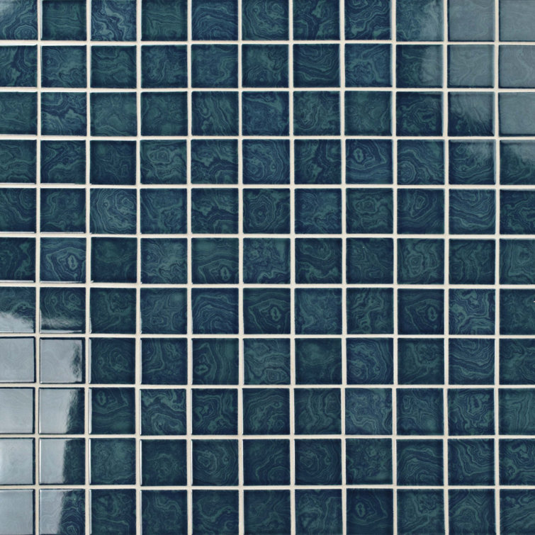 Coral Blue 12x12 Porcelain Mosaic Tile with Glossy Finish