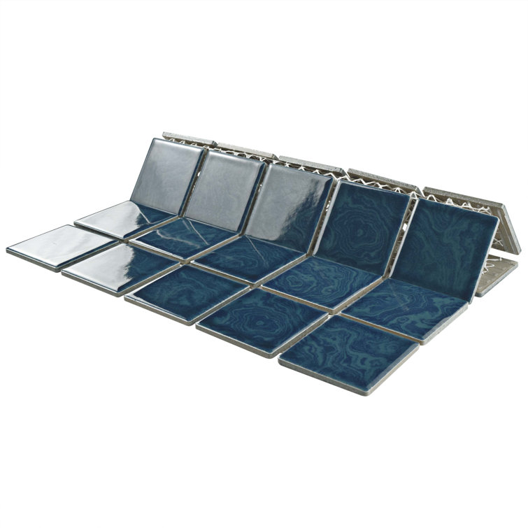 Coral Blue 12x12 Porcelain Mosaic Tile with Glossy Finish