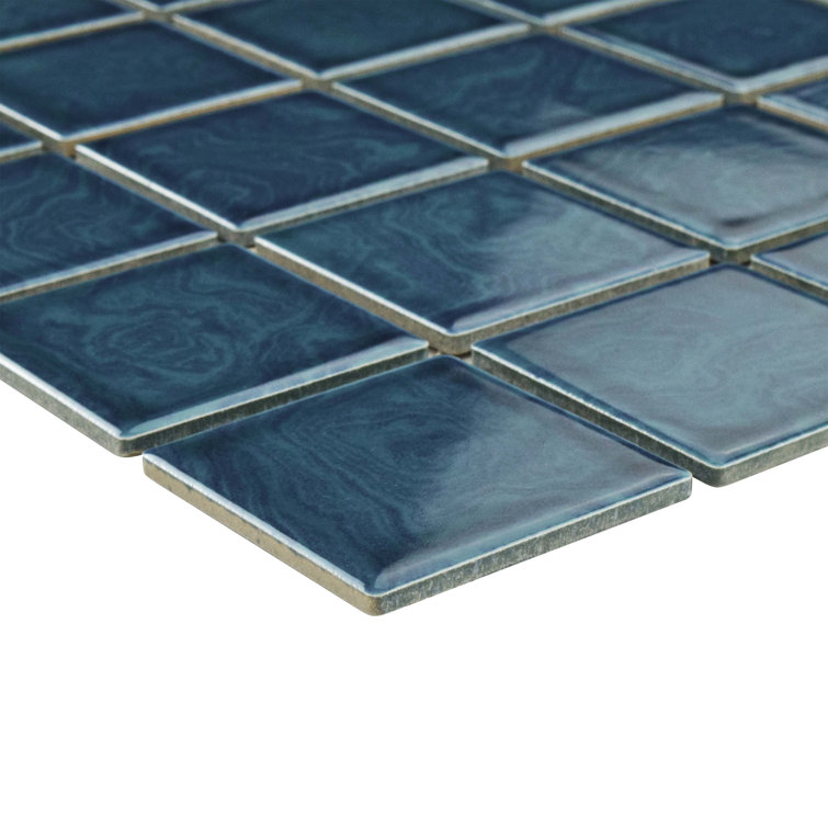 Coral Blue 12x12 Porcelain Mosaic Tile with Glossy Finish