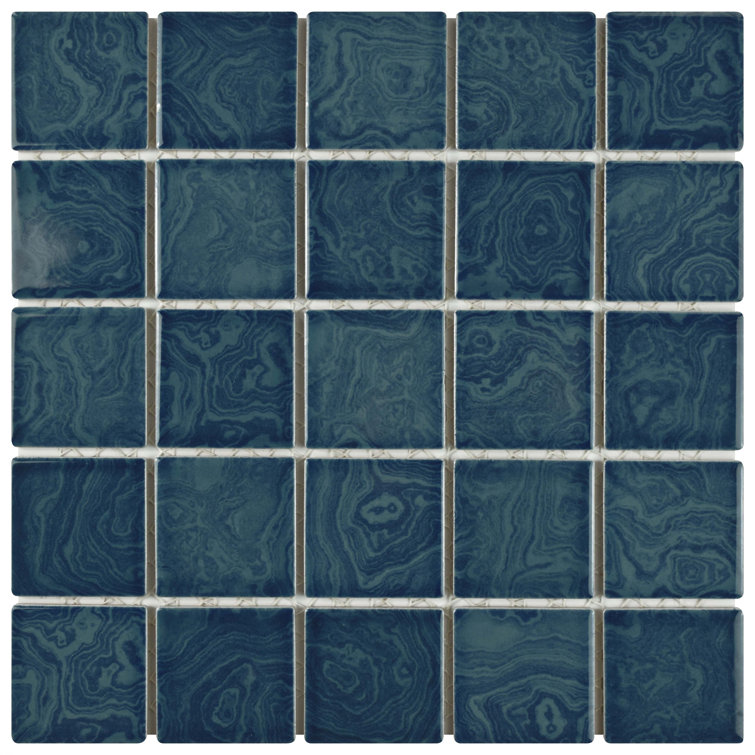 Coral Blue 12x12 Porcelain Mosaic Tile with Glossy Finish