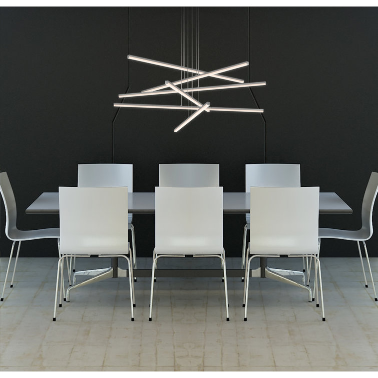 Bright Satin Aluminum 40" Modern LED Linear Chandelier