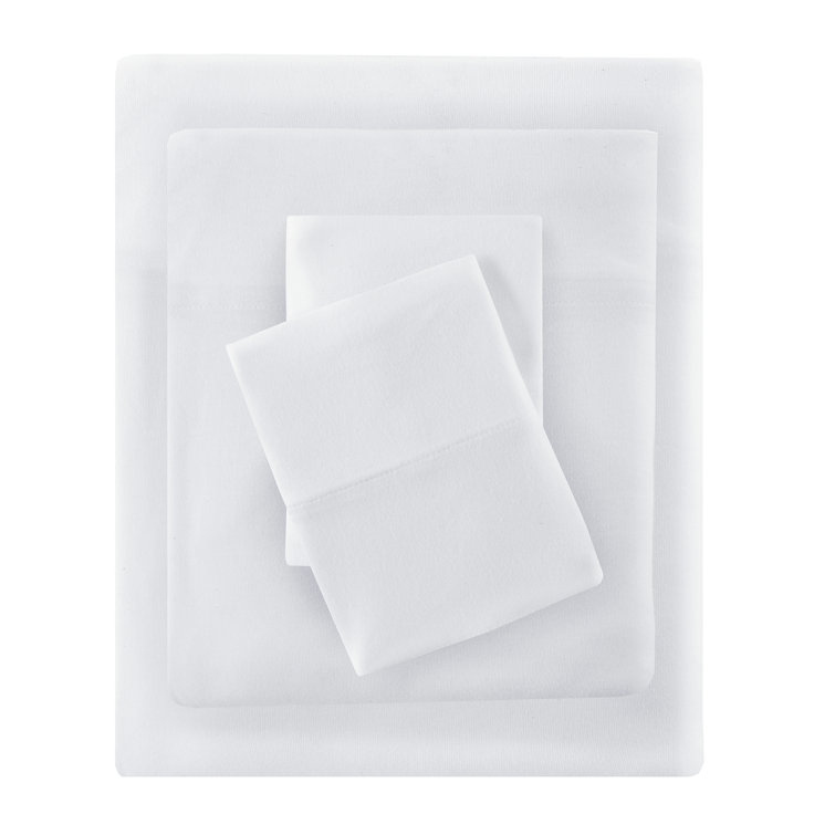 White Twin Polyester Jersey Knit Sheet Set