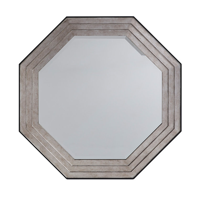Silver and Wood Queen Bed with Octagonal Headboard
