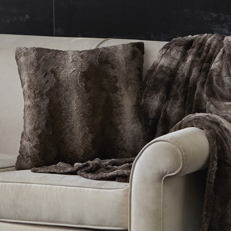 20" Brown Faux Fur Square Throw Pillow