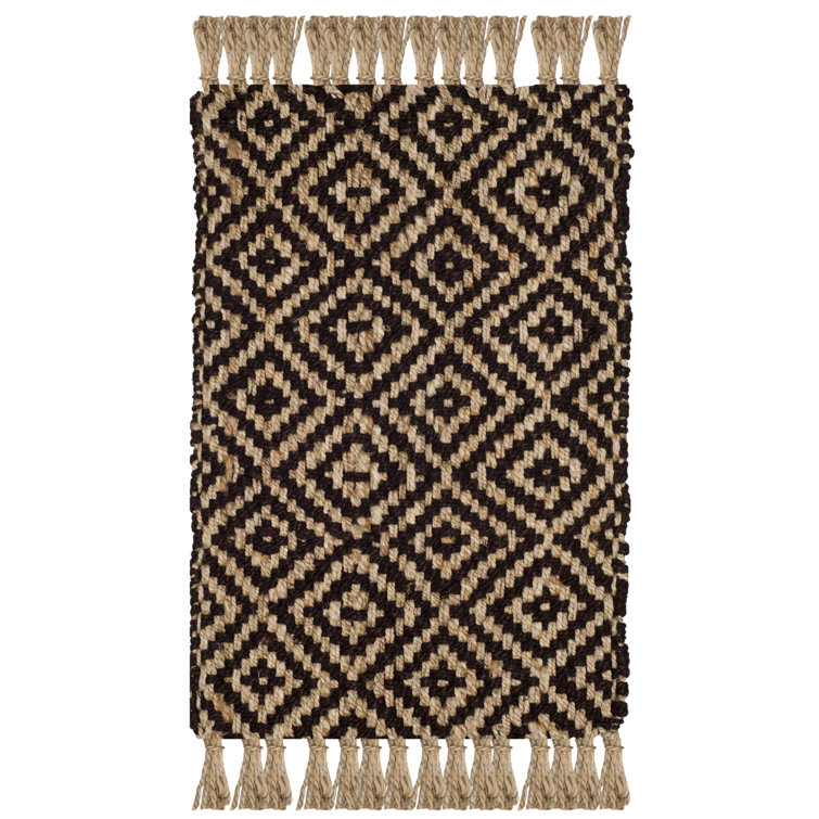 Handmade Brown and Natural Jute Diamond Area Rug