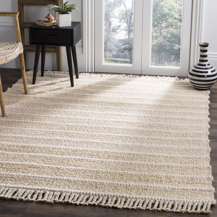 Handmade Square Flat Woven Gray Wool-Cotton Blend Area Rug 6'x6'