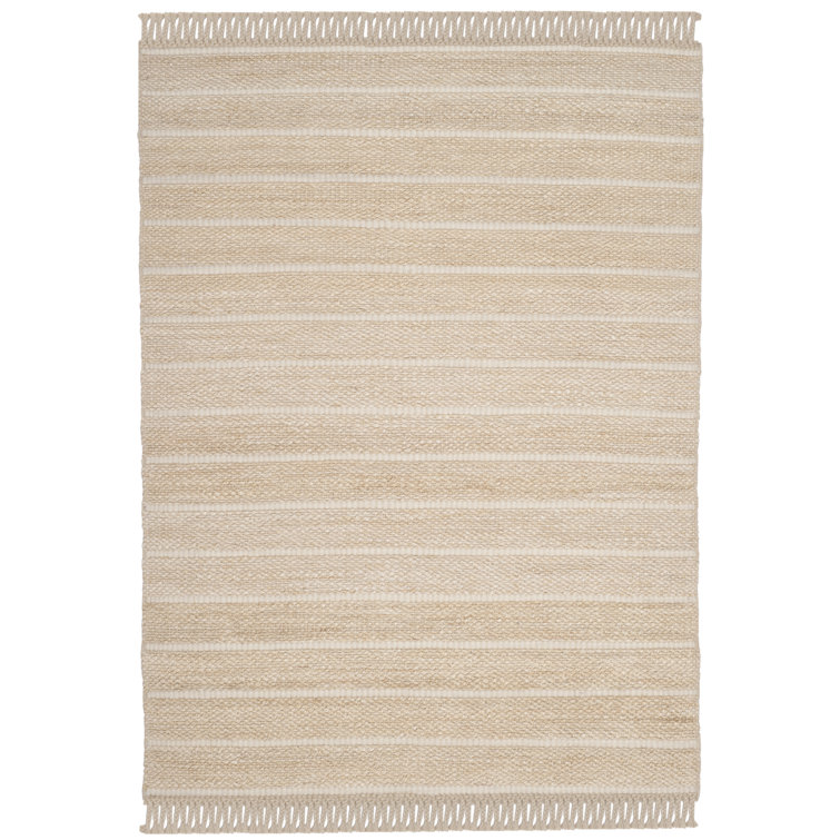 Natural Light Grey Handwoven Wool and Cotton Area Rug