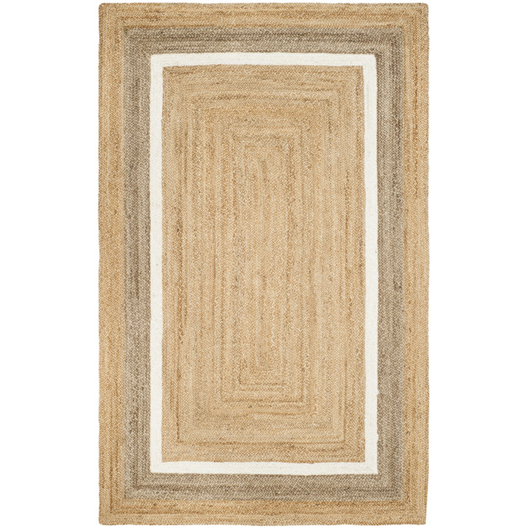 Natural and Gray Handwoven Jute Area Rug, 4' x 6'