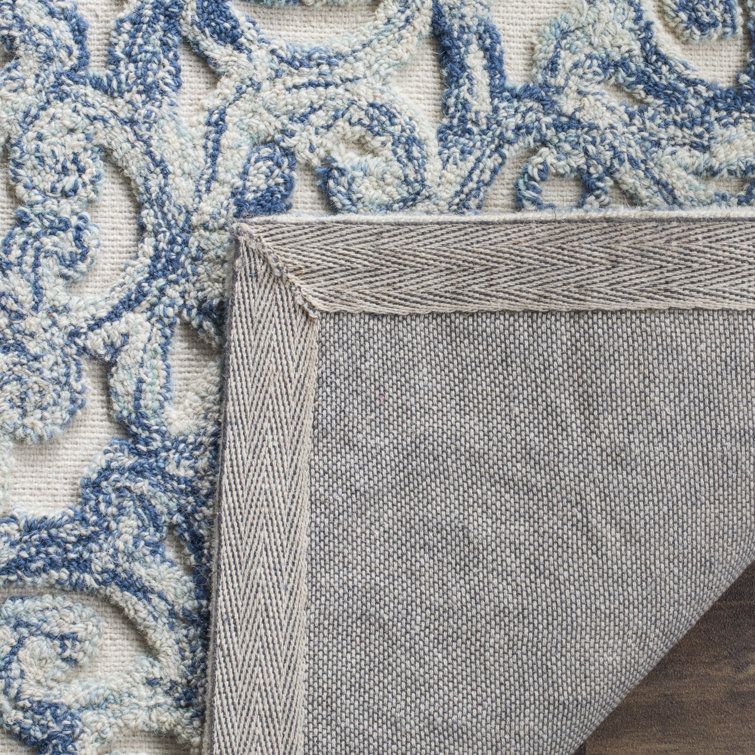 Ivory Floral Tufted Handmade Wool Square Rug