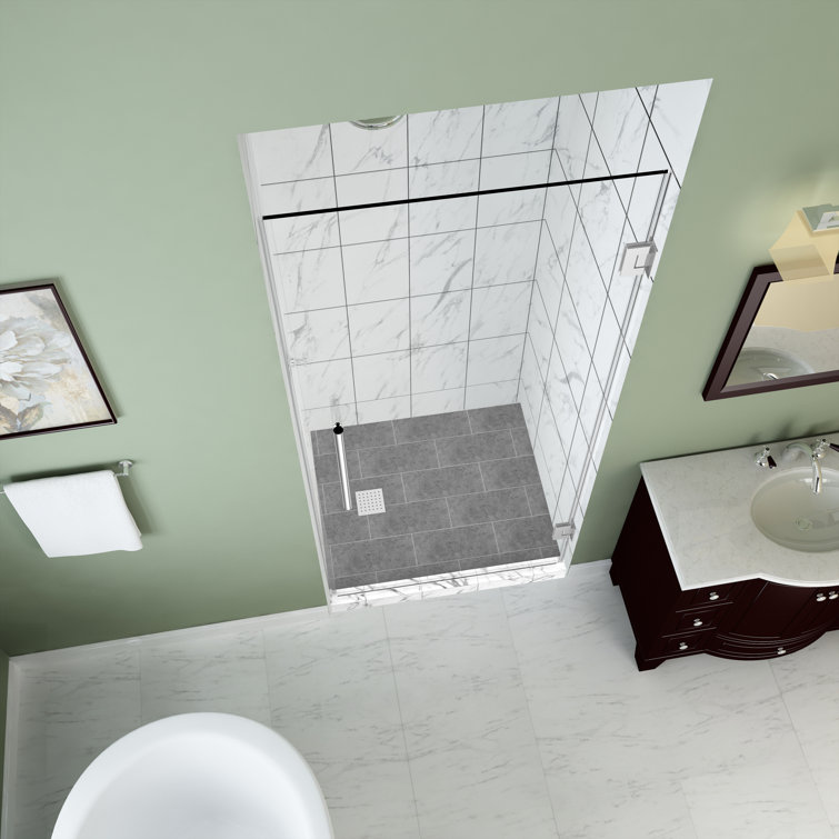 Belmore GS 72" Frosted Glass Frameless Hinged Shower Door with Chrome Hardware