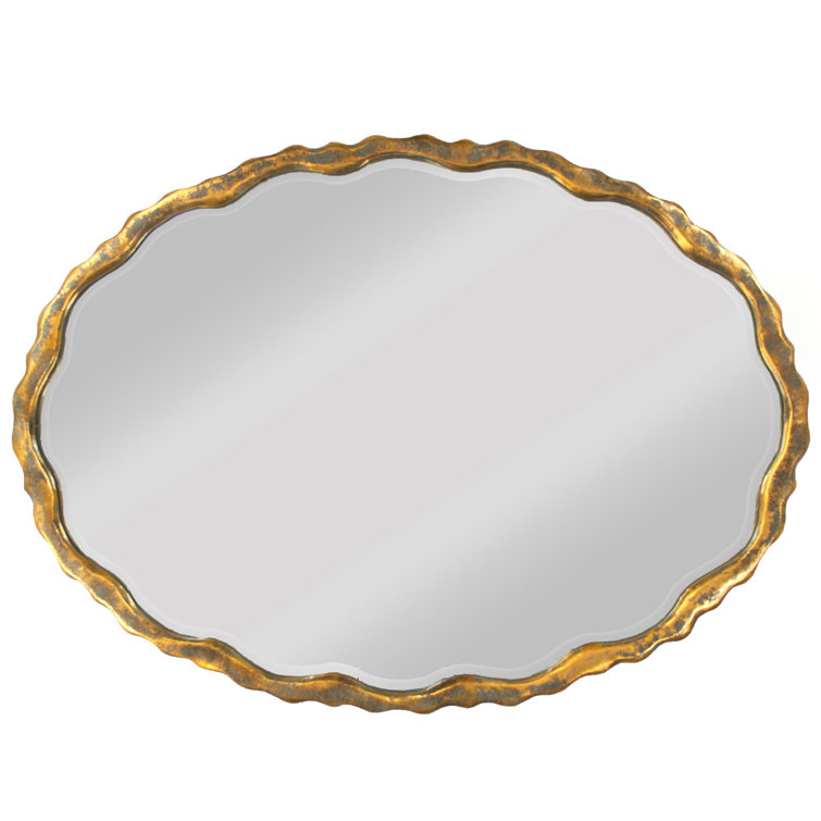 Mushi Distressed Gold Rectangular Wood Wall Mirror