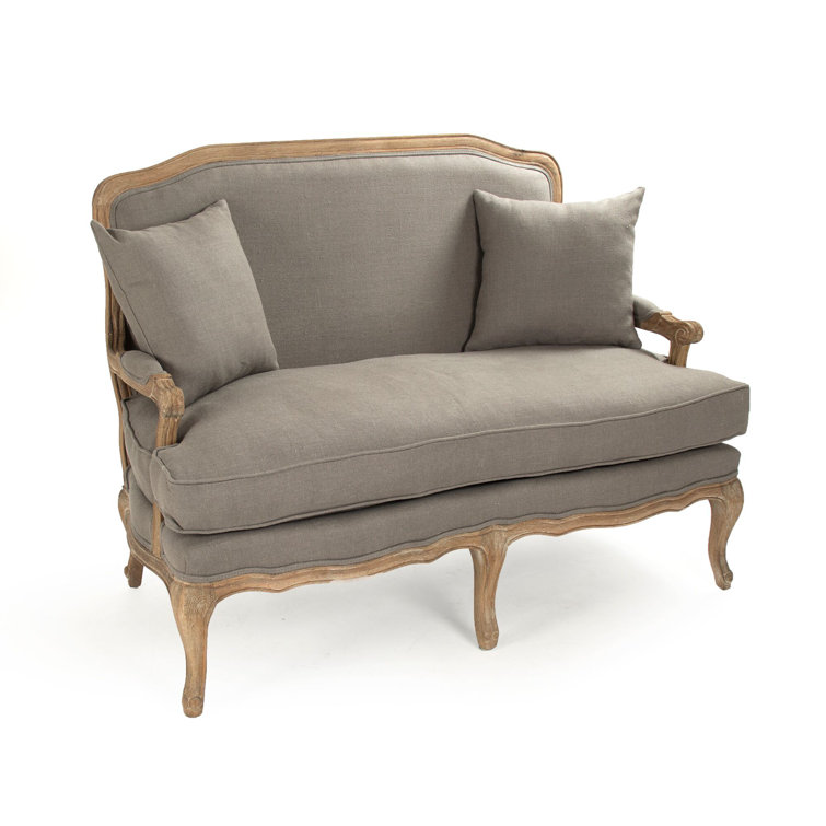 Limed Grey Oak Frame with Grey Linen Upholstery Settee