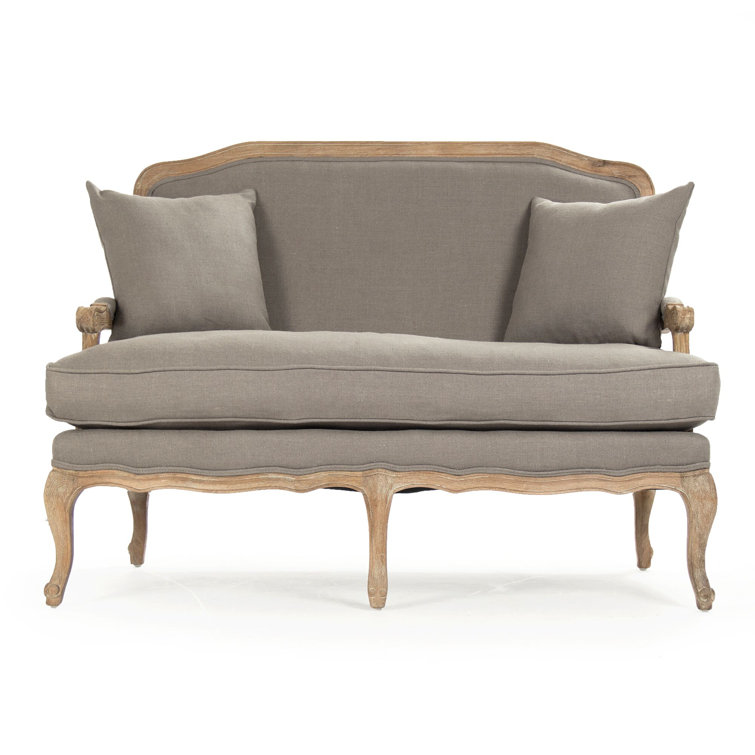 Limed Grey Oak Frame with Grey Linen Upholstery Settee