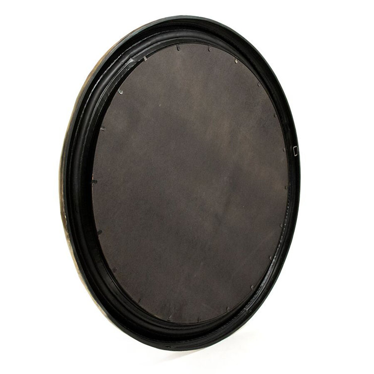 Antique Gold Round Beveled Wall Mirror with Ornate Details