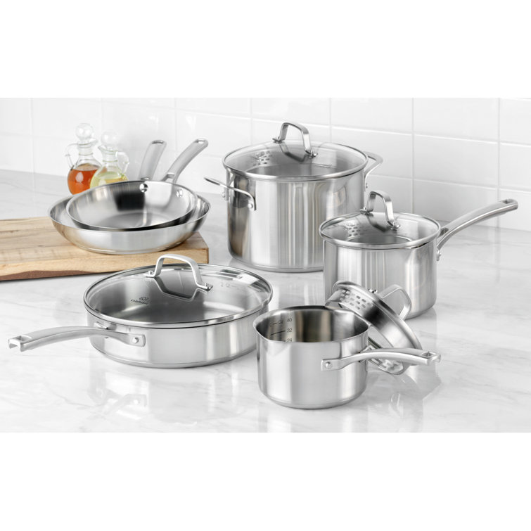 10-Piece Stainless Steel Cookware Set with Glass Lids
