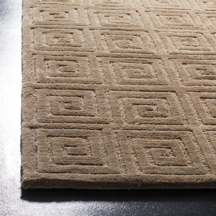 Camel Geometric Hand-Knotted Wool Rug, 6' x 9'