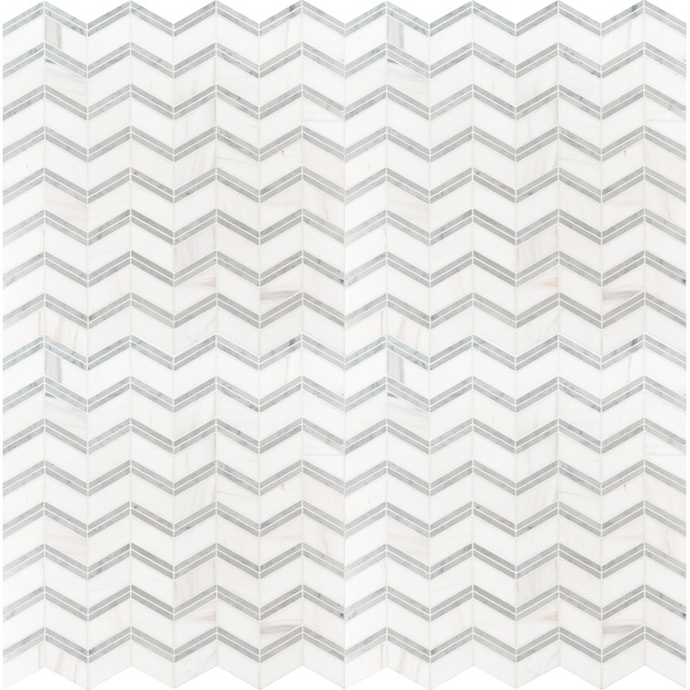Bianco Dolomite Chevron Polished Marble Mosaic Tile