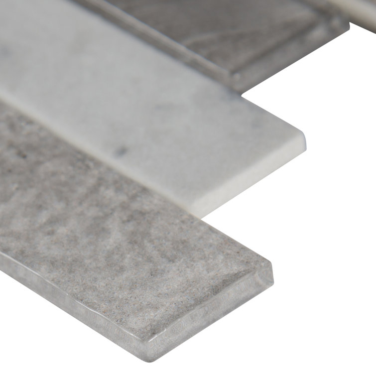 Tarvos Gray and Greige Polished Glass Mosaic Tile