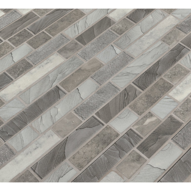 Tarvos Gray and Greige Polished Glass Mosaic Tile